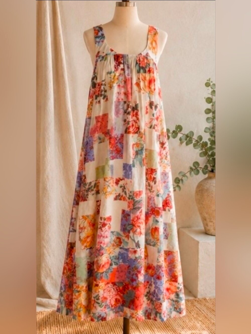 Anthropologie LyreBird Vibrant Flower Print Tie-Back Maxi Dress Sz Large NWT - Picture 6 of 14